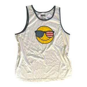 MAD Engine Smiley Face Graphic Tank Top Medium NEW